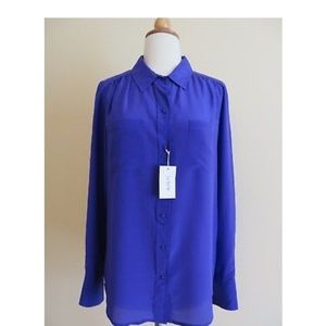 J Crew - Two Pocket Silk Blouse (Cobalt Blue)